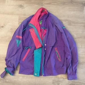 Vintage Colorful Windbreaker 90s Small Jacket